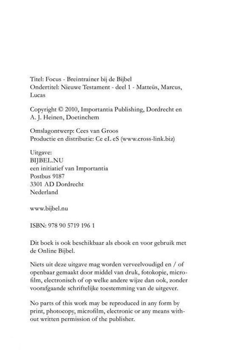Focus breintrainer bij de bijbel nt 1
