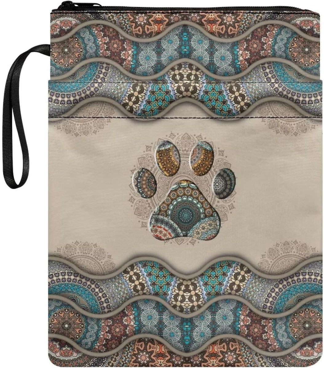 Boho Hondenpoot Design Polyester Boekhoezen voor Schoolboeken en Bijbels voor Boekliefhebbers en Studenten