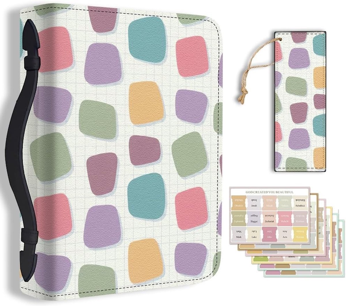 Duurzame Lederen Bijbel Cover met Handvat voor Mannen en Vrouwen - Beschermende Boekhouder voor Studie en Documenten, Ideaal voor Boekliefhebbers 28,5x20,3cm