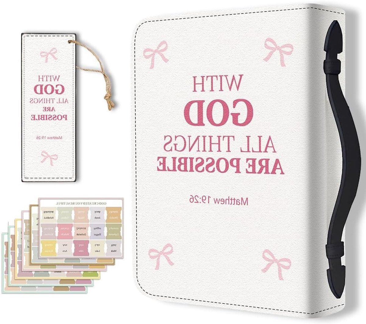 Duurzame Lederen Bijbel Cover met Handvat voor Mannen en Vrouwen - Bescherming voor Boeken, Documenten en Studieboeken met Stijl en Functionaliteit