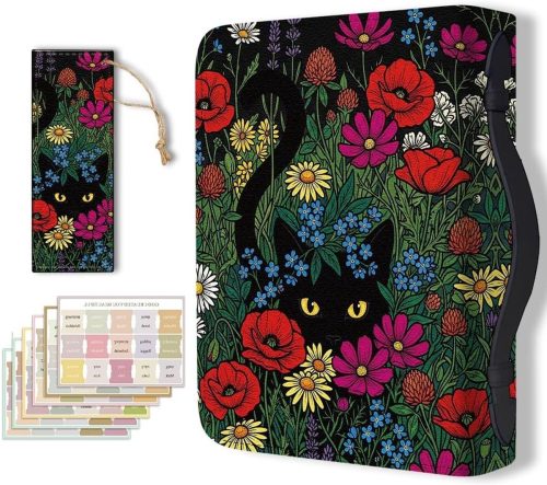 Elegante PU Lederen Bijbel Cover met Bladwijzer en Bloemenprint voor Christelijke Boeken, Draagtas voor Vrouwen en Mannen, Perfecte Accessoires voor Bijbelstudie en Notities