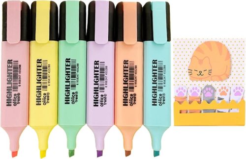 Kleurige Dierlijke Sticky Notes en Marker Pennen - 6 Stuks Pastel Hooglighters, Sneldrogend en Geen Doorbloeding voor Bijbel, Dagboek en Aantekeningen